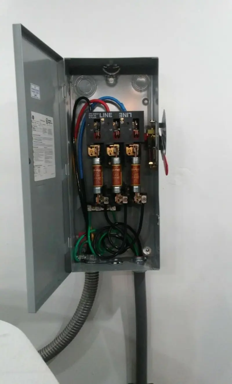 Three-phase disconnect switch installed for Electrical Wiring & Rewiring in Groves